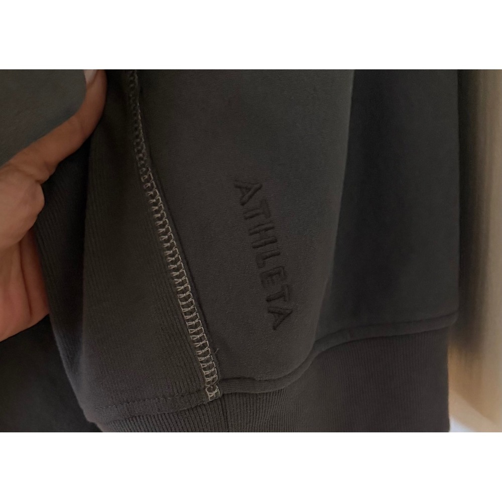 NWOT Women's Athleta Forever Fleece 1/2 Zip Sweatshirt Gray Oversized Grunge XL - Picture 5 of 6